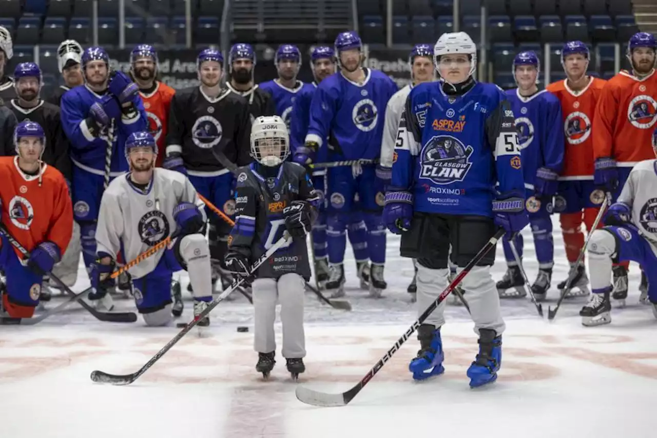 Ice hockey-mad Ukrainian refugee children train with Glasgow Clan players