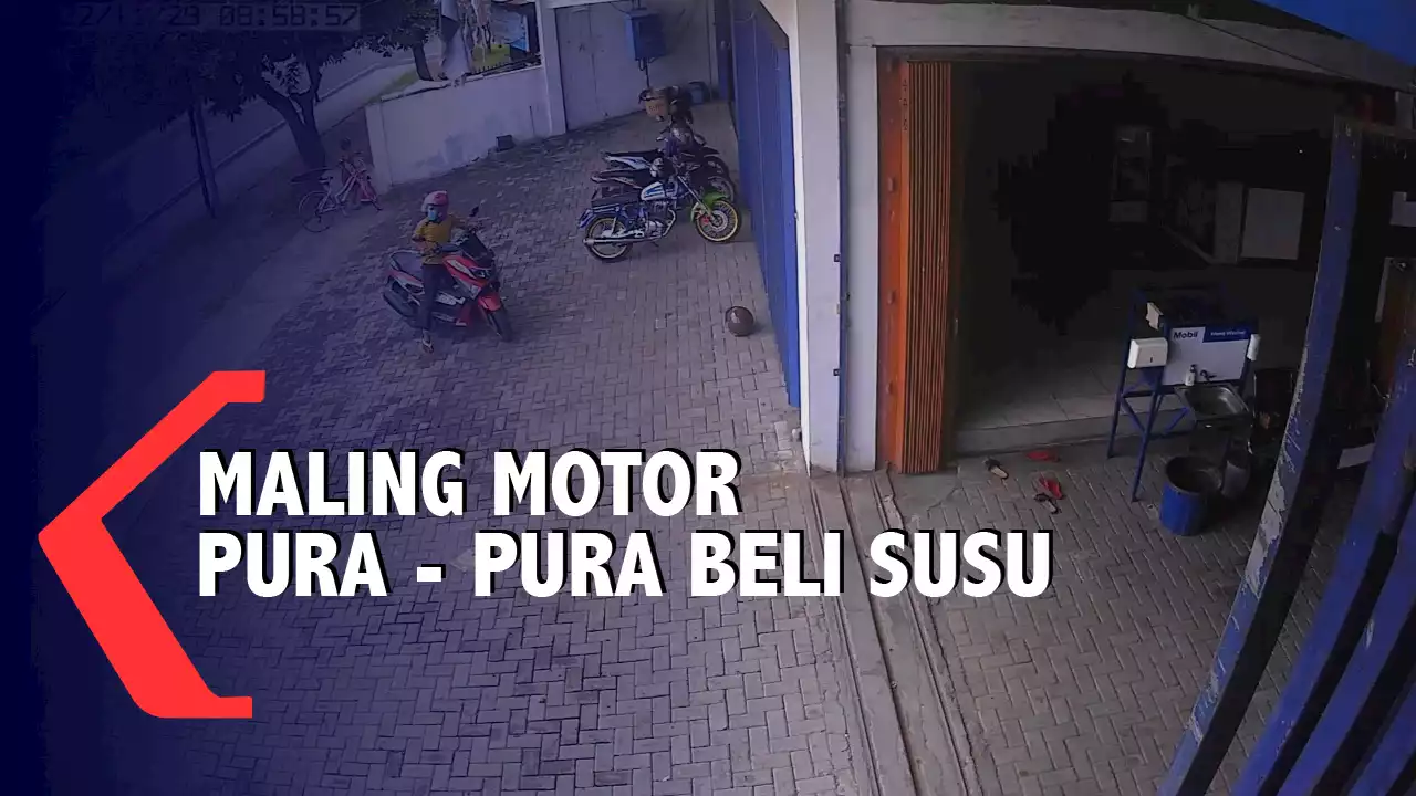 Pura Pura Beli Susu, Pencuri Motor Terekam Cctv