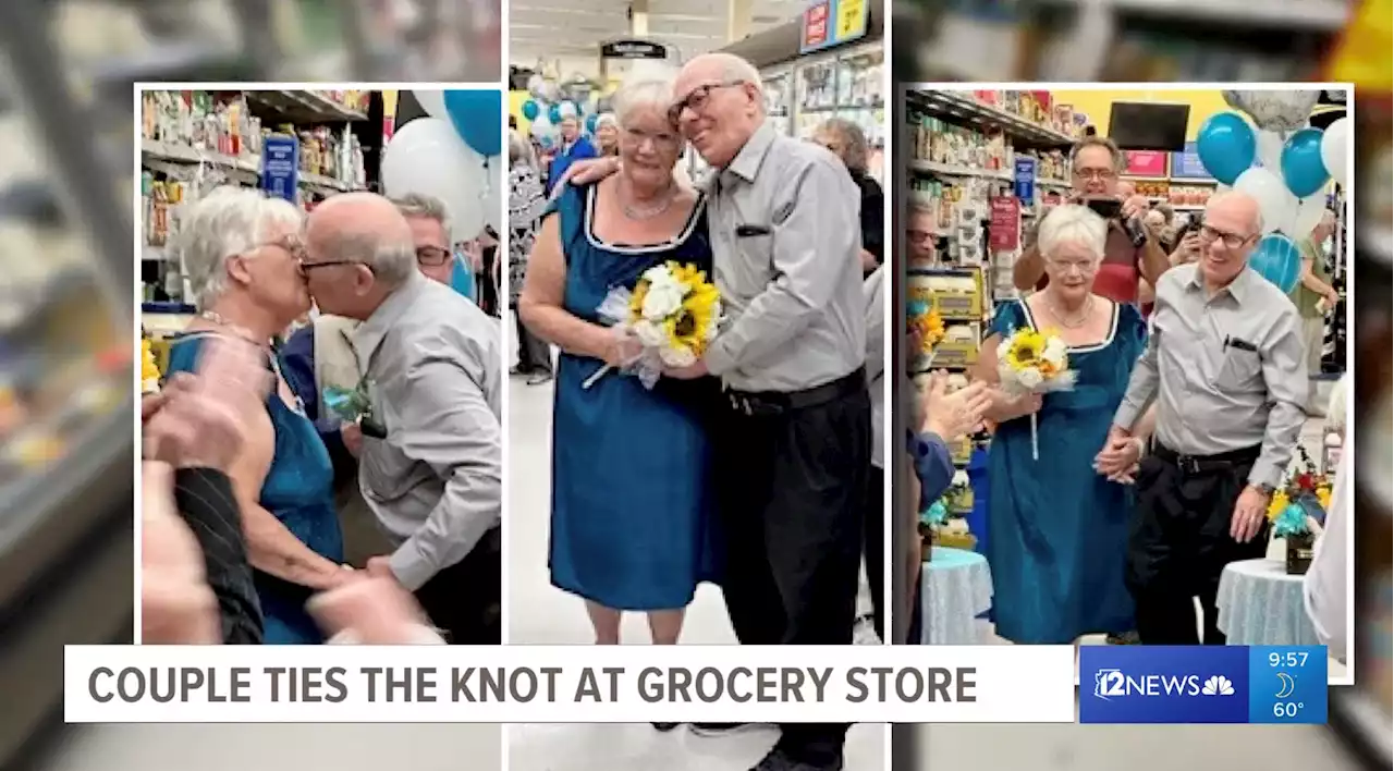 Elderly couple weds where they first met — next to the mayo at the grocery store