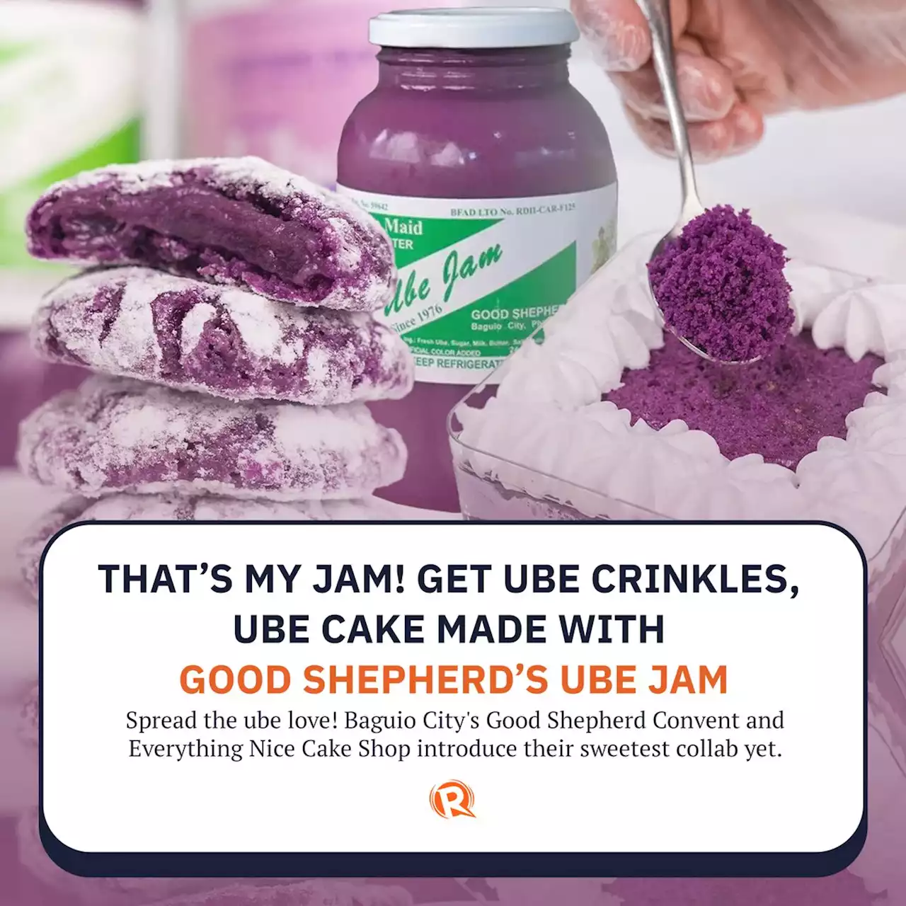 That's my jam! Get ube crinkles, ube cake made with Good Shepherd's ube jam