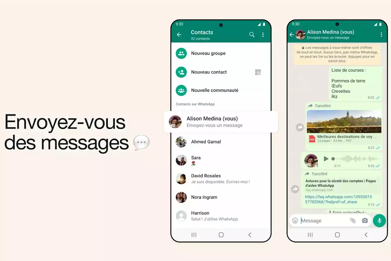 Pourquoi WhatsApp lance une fonction pour s'écrire à soi-même