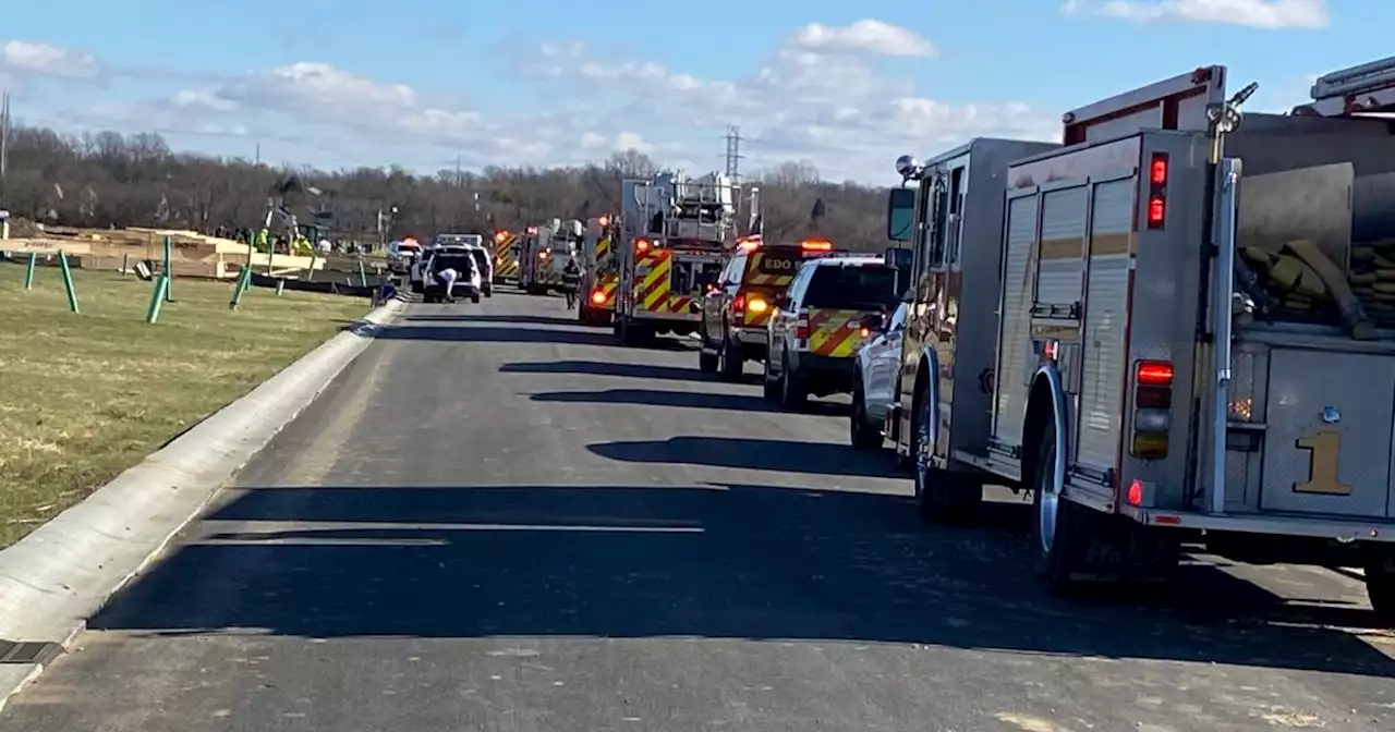 Fire crews conducting rescue operation after person stuck in trench at east side construction site