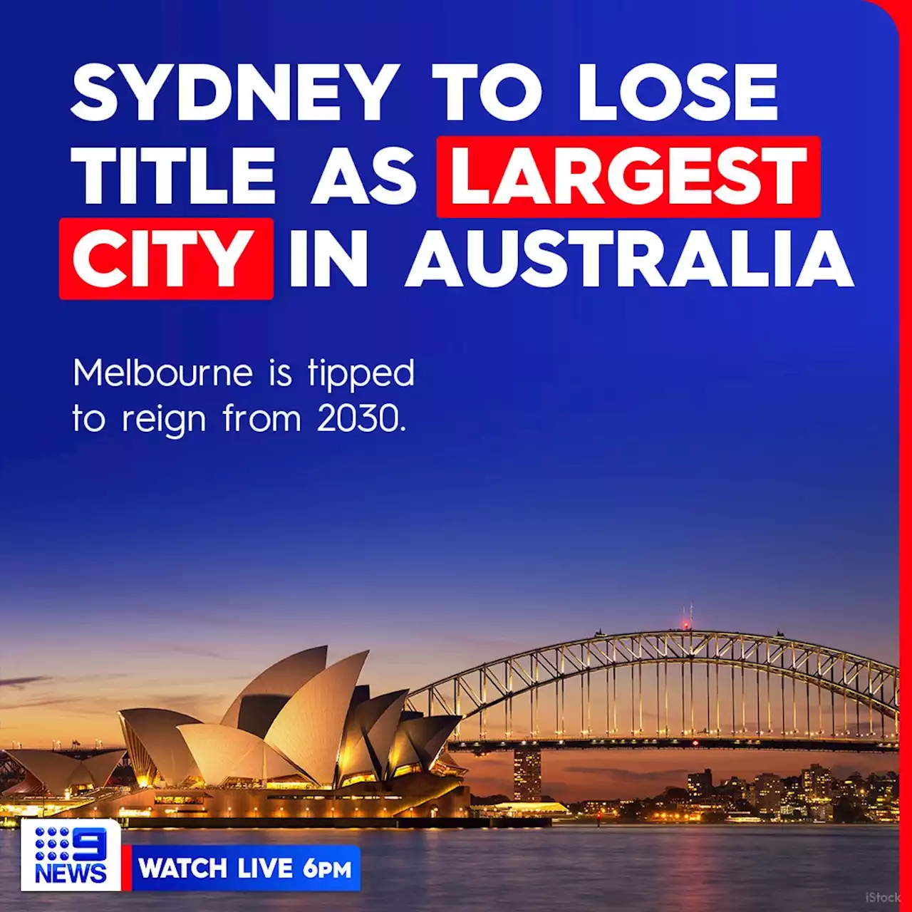 Sydney to be 'overtaken as Australia's biggest city'