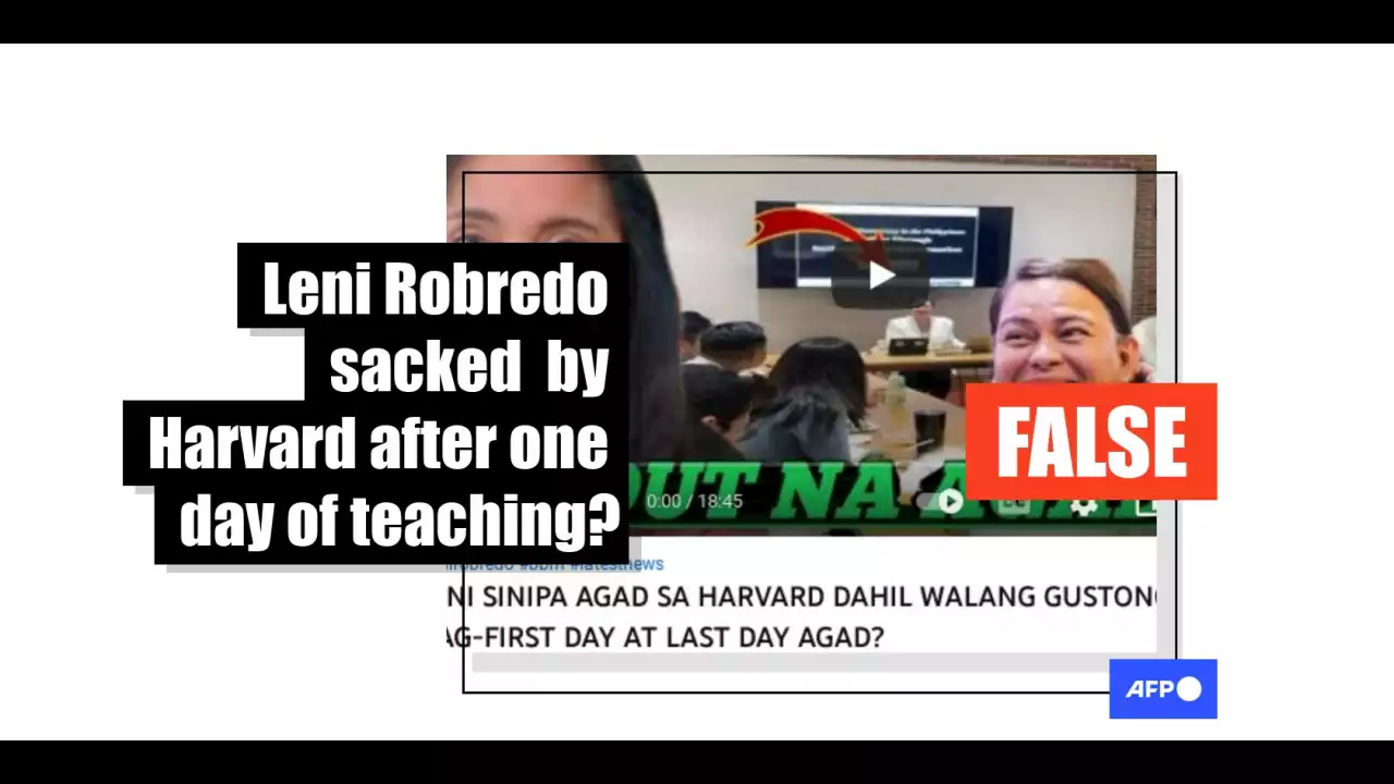 Harvard did not fire former Philippine vice president Leni Robredo from leadership role