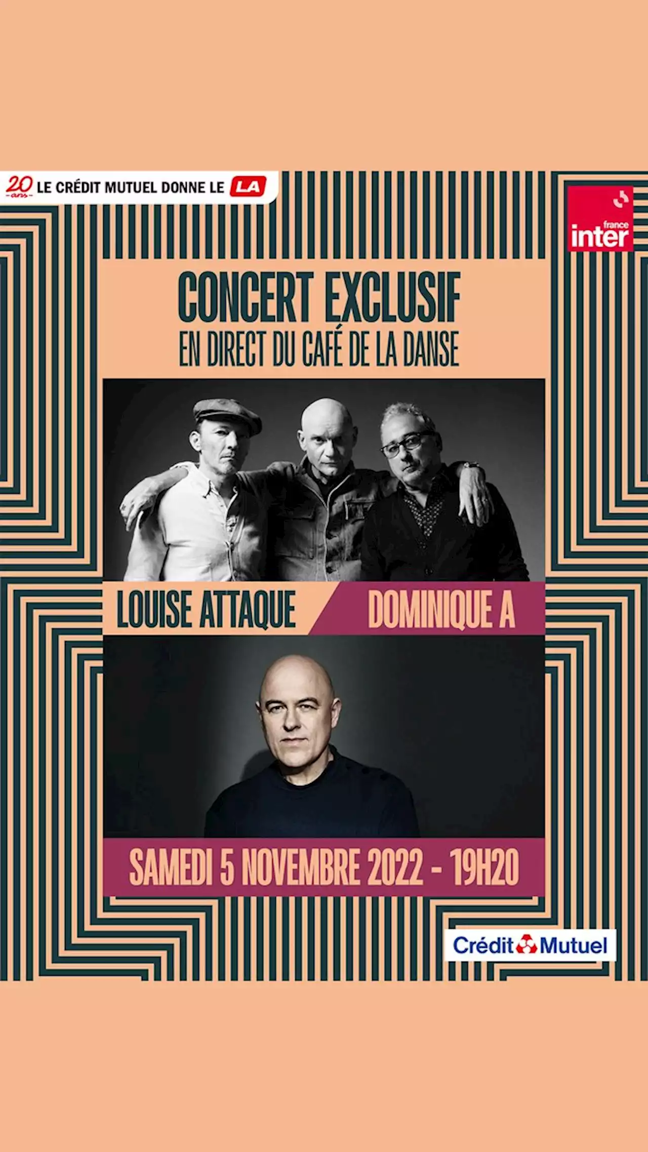 Double concert exceptionnel avec Louise Attaque et Dominique A au Café de la Danse et sur France Inter