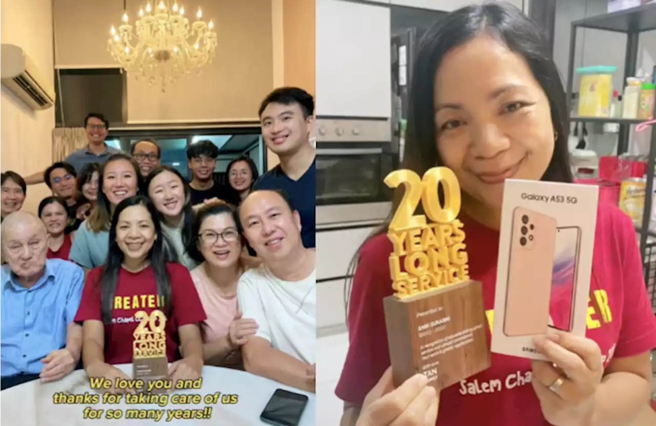 ‘There are still good employers in SG’ — Netizens praise family who sends off helper with ‘20 years long service award’ along with much love & gratitude -