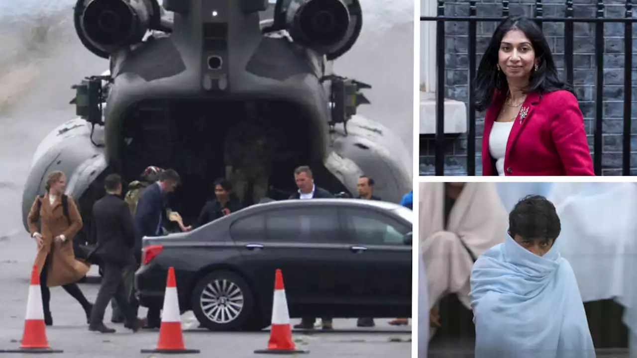 Suella Braverman 'booed by migrants' after visiting camps in a military helicopter