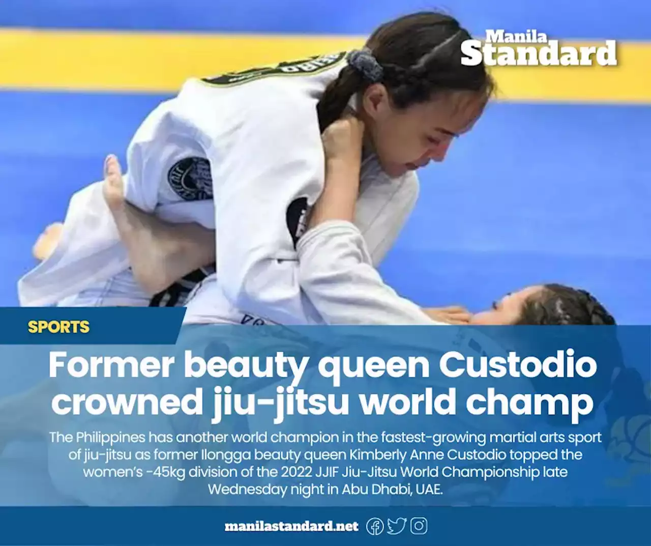 Former beauty queen Custodio crowned jiu-jitsu world champ