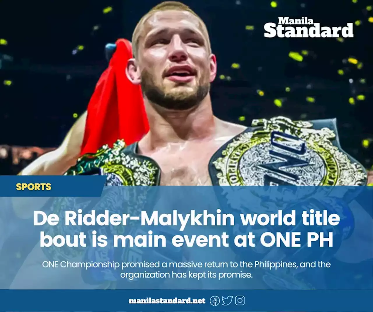 De Ridder-Malykhin world title bout is main event at ONE PH