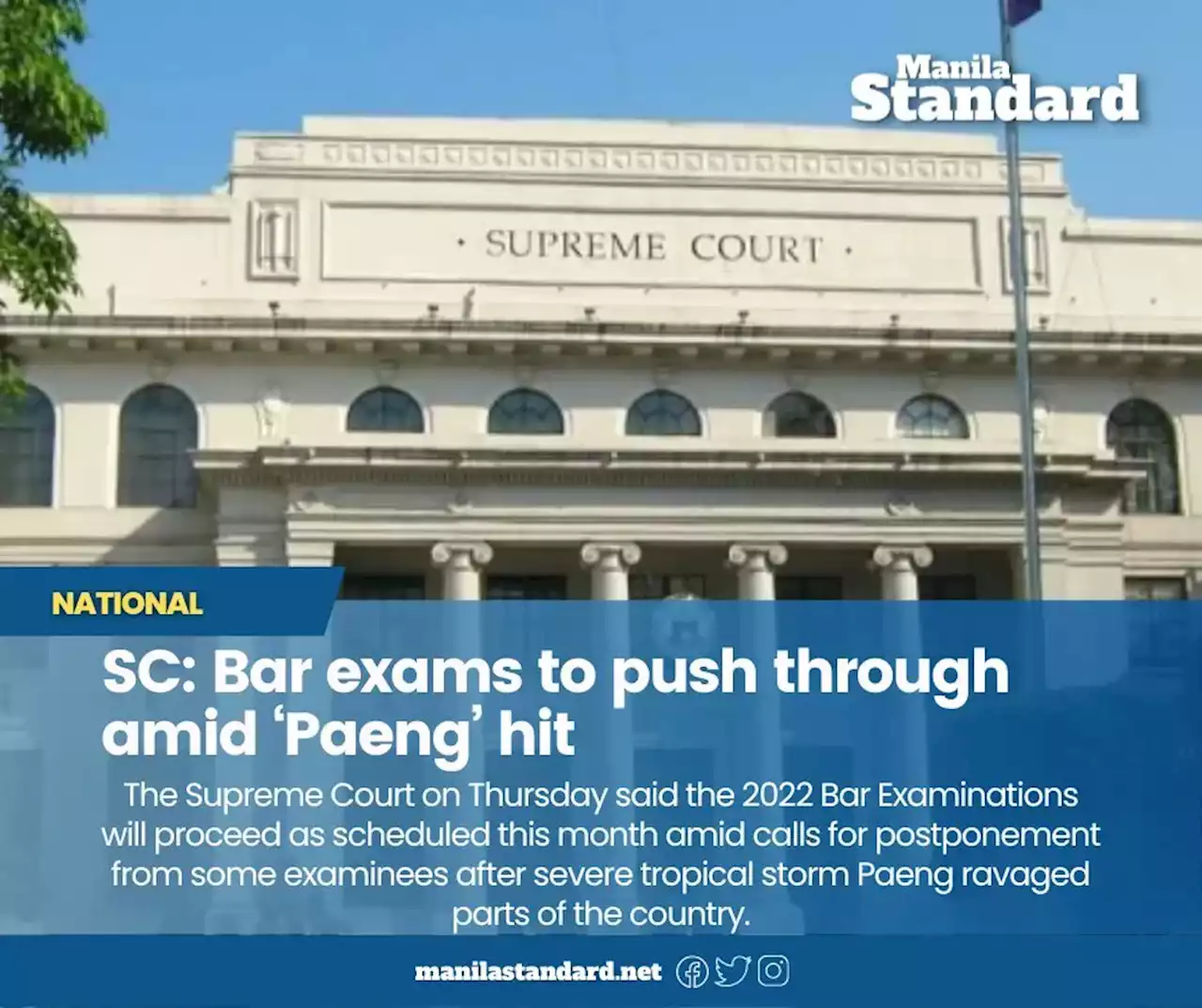 SC: Bar exams to push through amid ‘Paeng’ hit