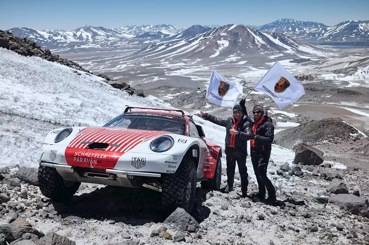 Rugged Porsche 911s climb world's tallest volcano