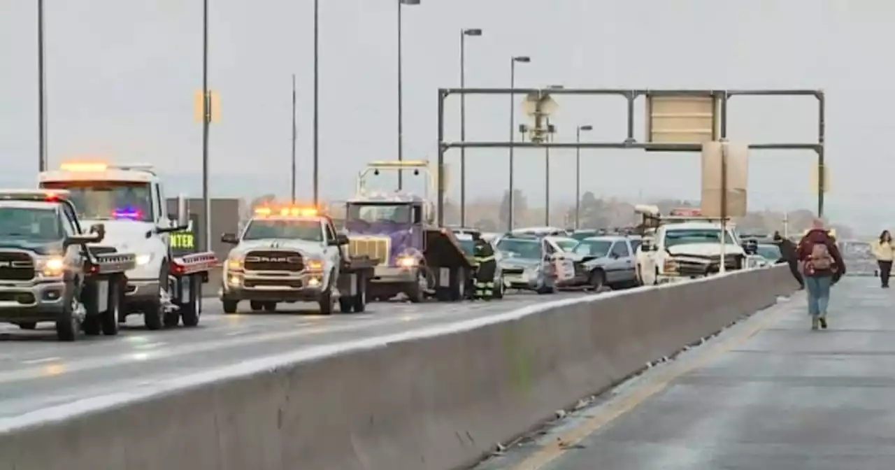 100-vehicle crash closes parts of Denver highway following overnight snow