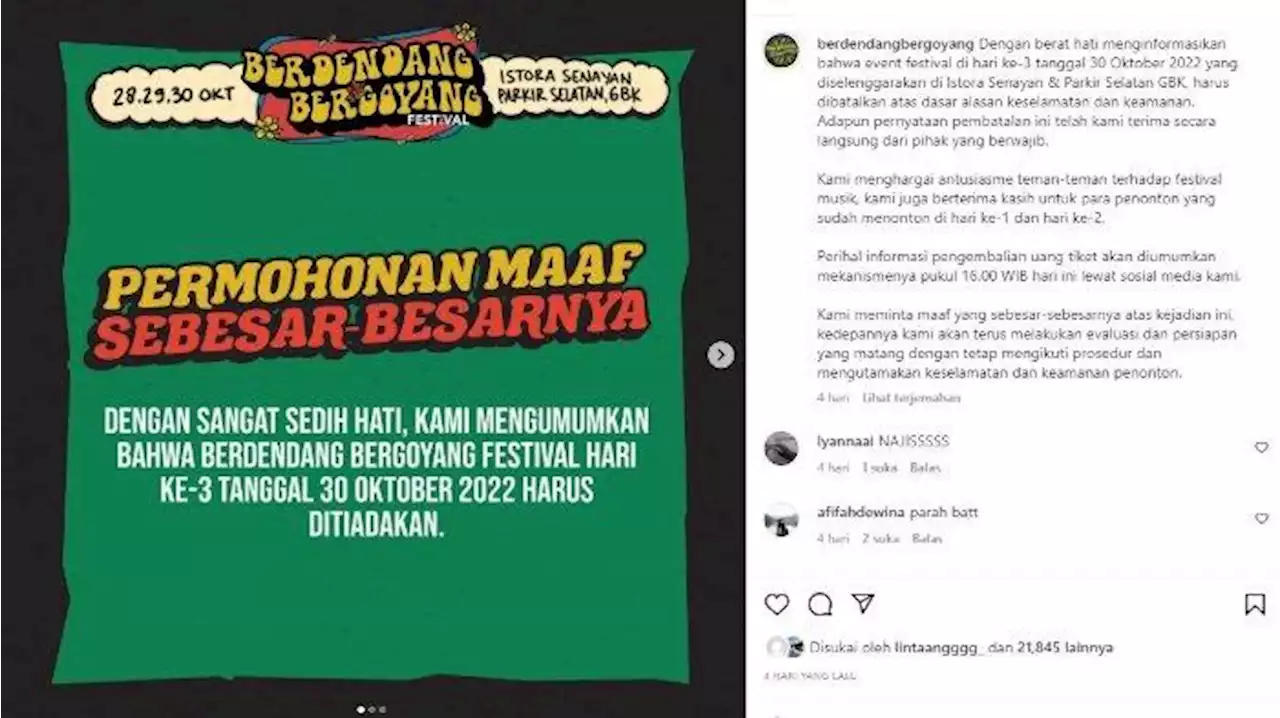 Polisi Sebut Satu Orang Terlapor Ricuh Festival Berdendang Bergoyang, Dimungkinkan Jumlahnya Tambah - Tribunnews.com