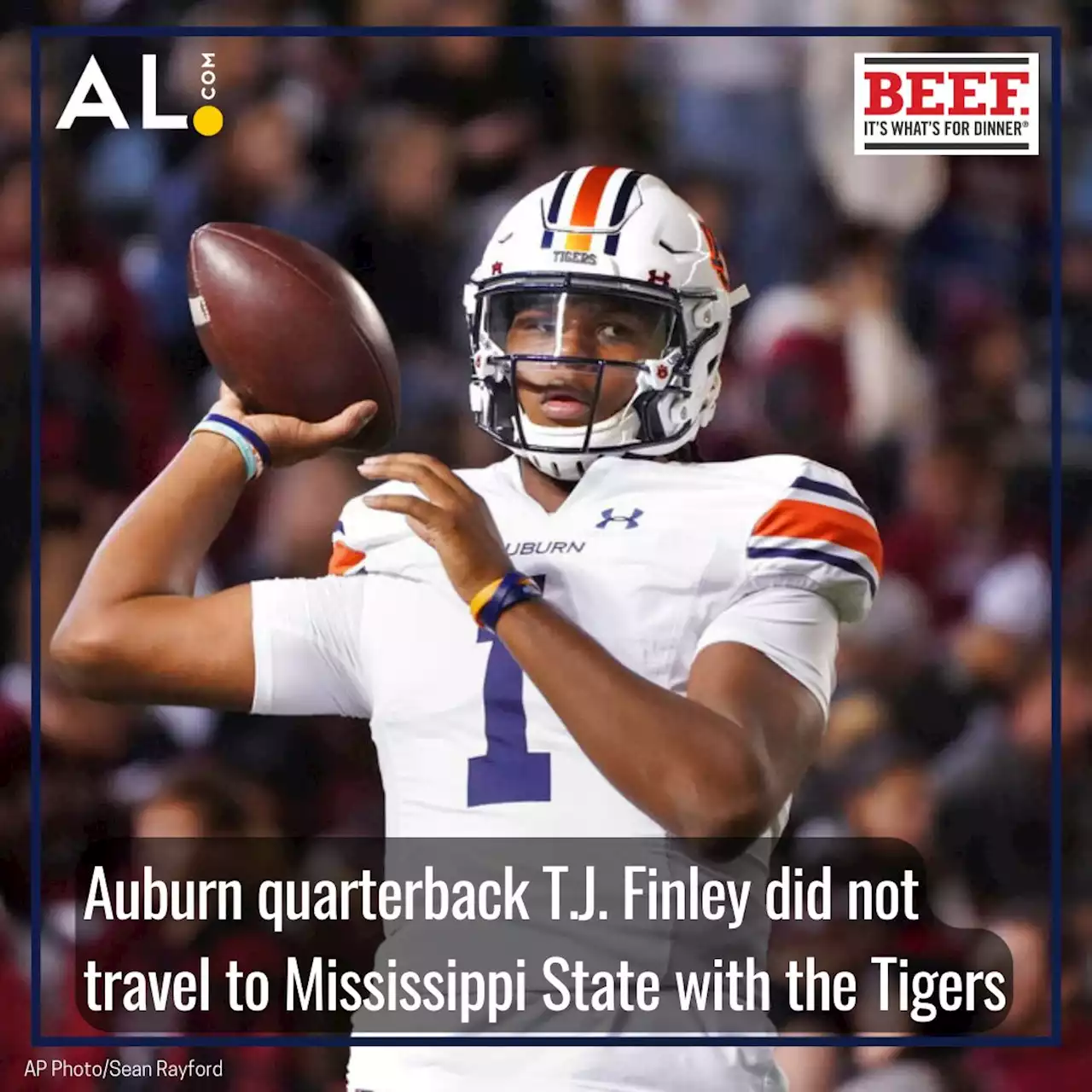 QB T.J. Finley not traveling with Auburn to Mississippi State