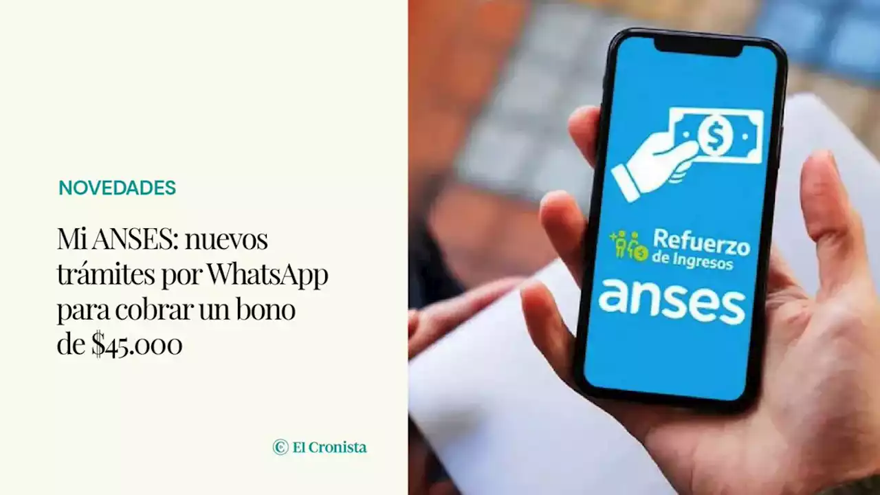 Mi ANSES: nuevos tr�mites por WhatsApp para cobrar un bono de $45.000