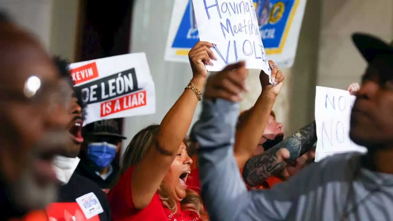 LA council enforces rule to bar protesters from entering chamber for meeting