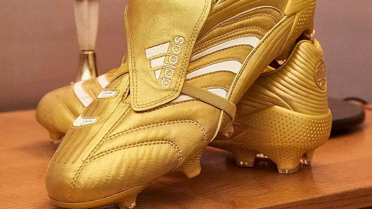 La paire de crampons dorée Predator que portait Zinédine Zidane à la Coupe du monde 2006 vient d'être rééditée par adidas (au prix de 300 euros)