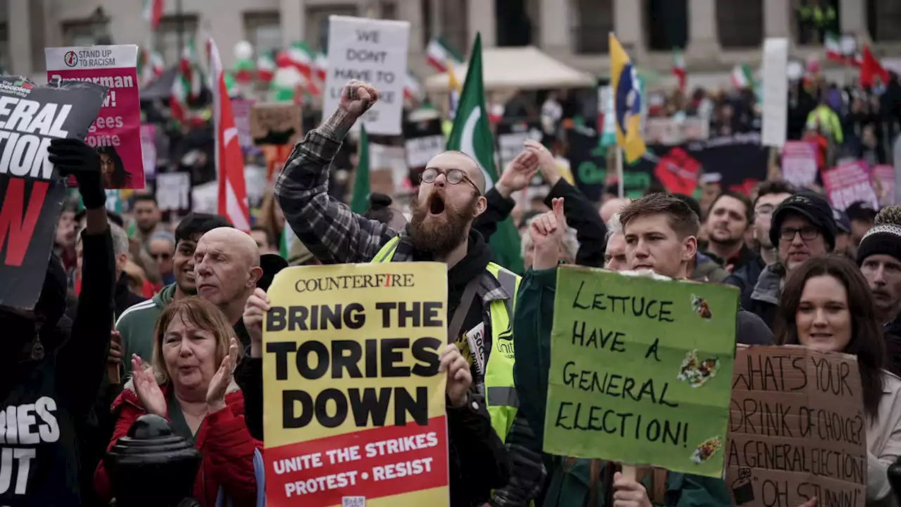 Thousands of protesters march through London calling for 'immediate' general election