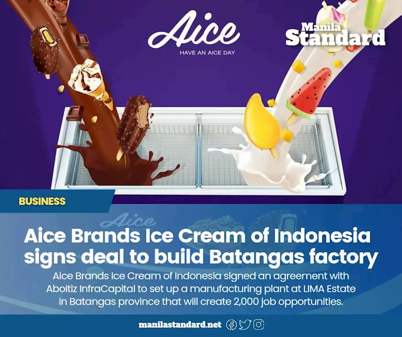 Aice Brands Ice Cream of Indonesia signs deal to build Batangas factory