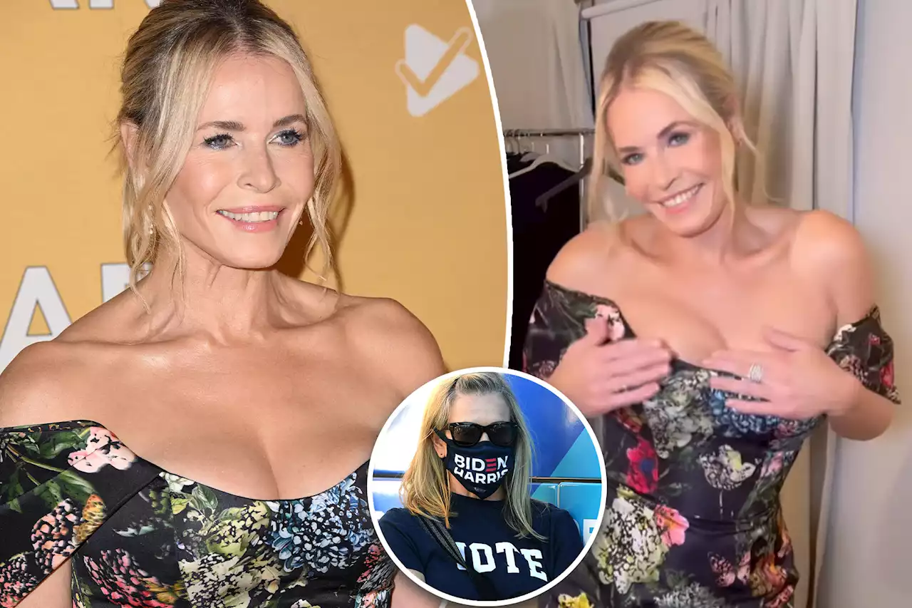 Chelsea Handler flaunts her chest while encouraging people to vote