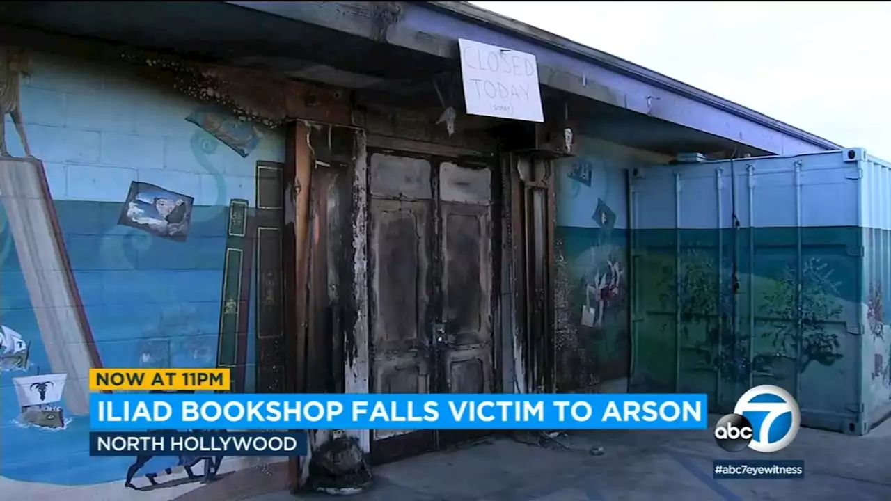 Fire rips through Iliad Bookshop in North Hollywood; owner says arsonists set blaze and left flyer