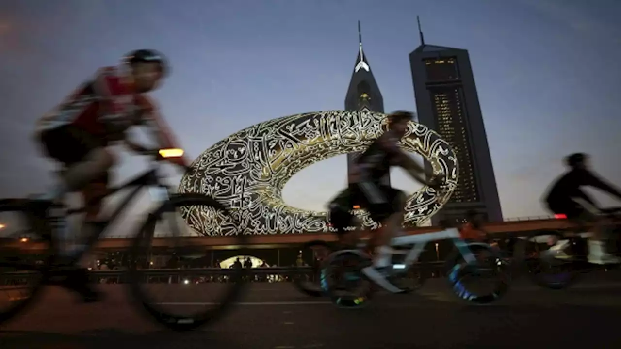 Tens of thousands ride bikes on typically busy Dubai highway