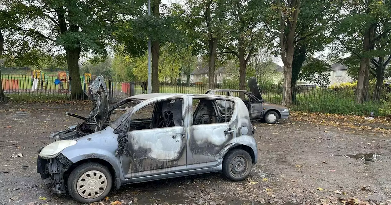 Pictures show scorched cars set alight during Bonfire night in Salford