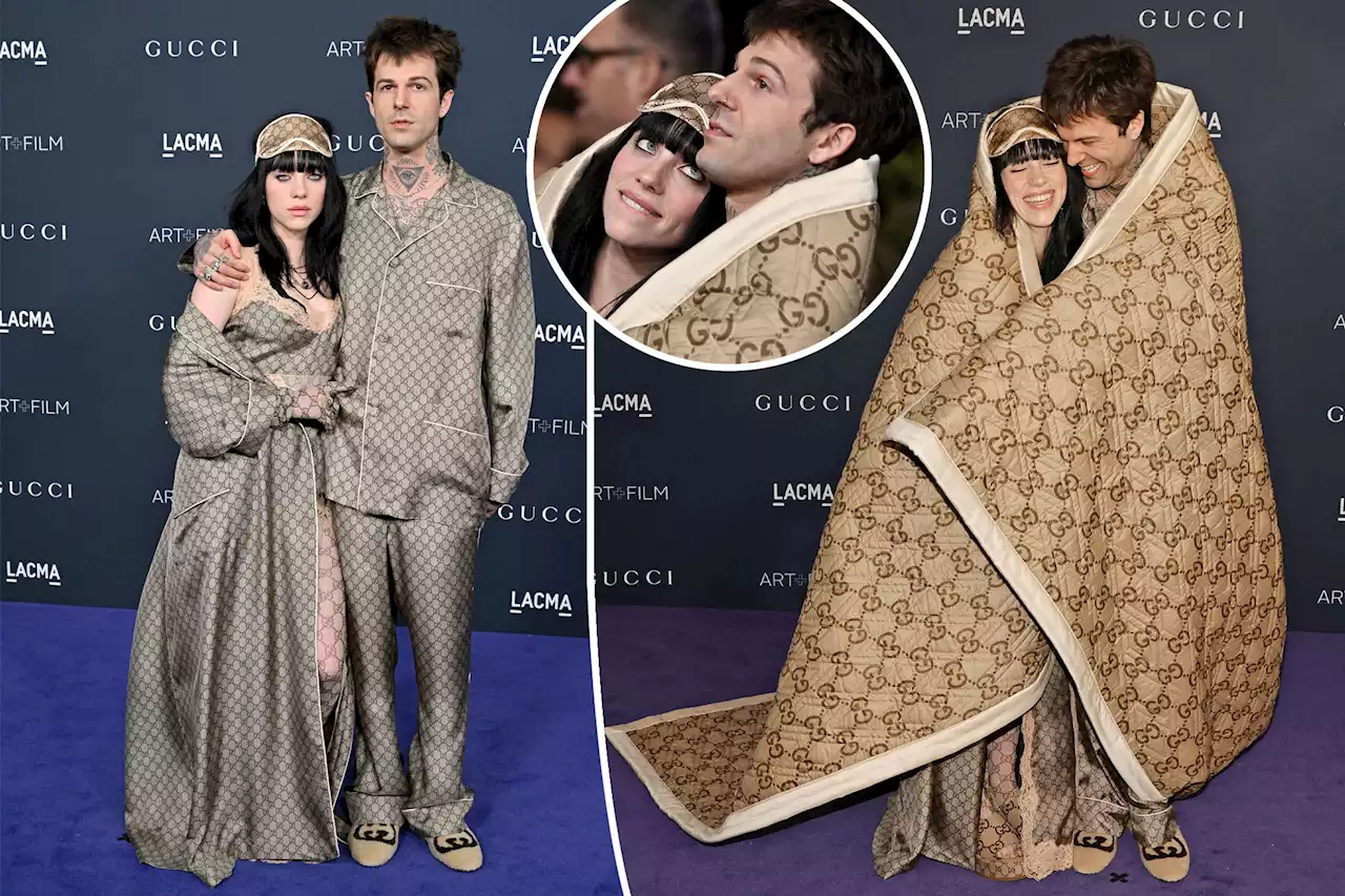 Billie Eilish and Jesse Rutherford make red carpet debut wrapped in Gucci blanket