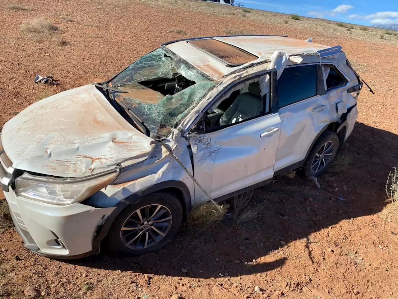 Three hospitalized after two vehicles sideswipe, one rolls over in southern Utah