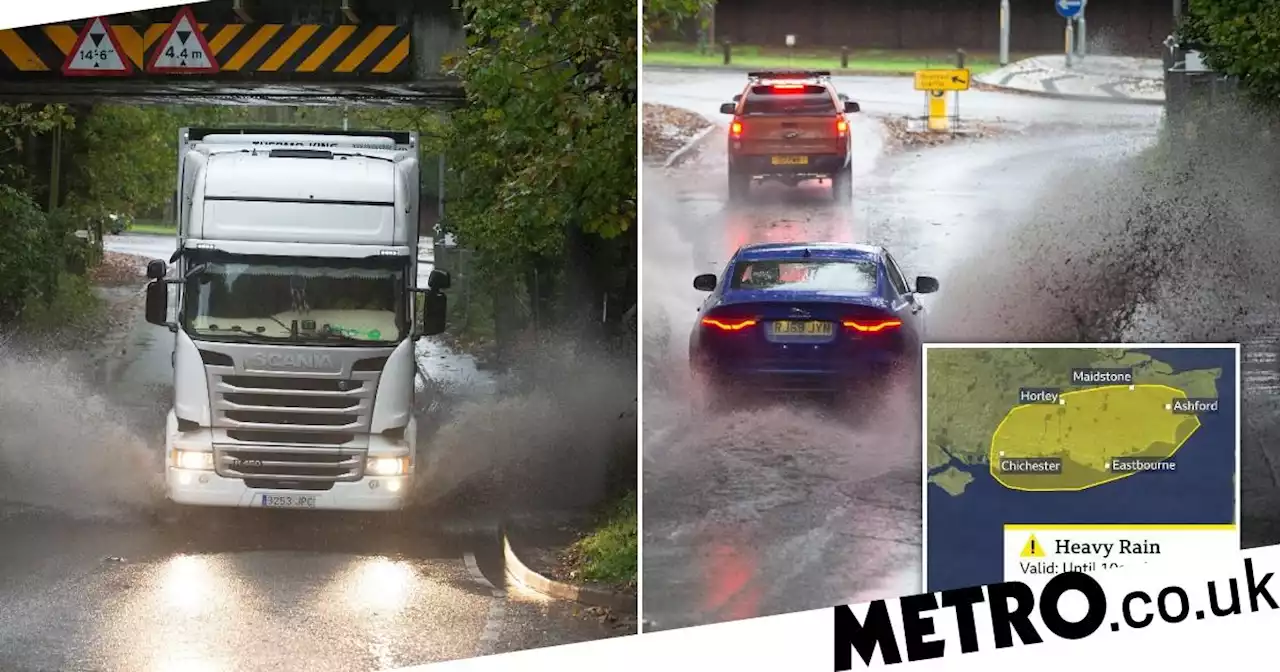 Monday morning rush hour warning as heavy rain forecast for South East