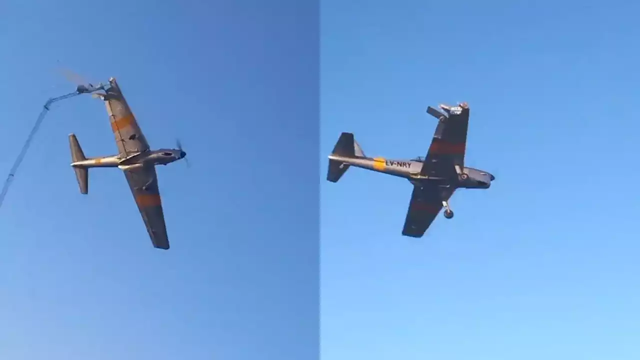 Video: una avioneta chocó con una antena en Bragado durante un festival