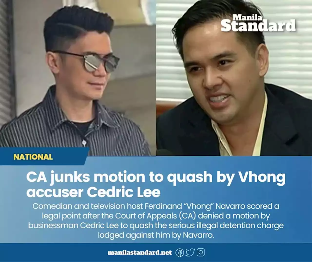 CA junks motion to quash by Vhong accuser Cedric Lee