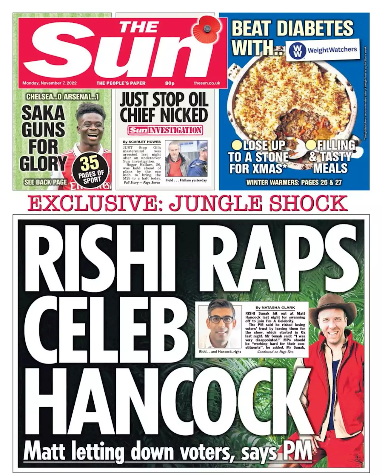 Matt Hancock is letting down voters by joining I'm A Celeb, says Rishi Sunak