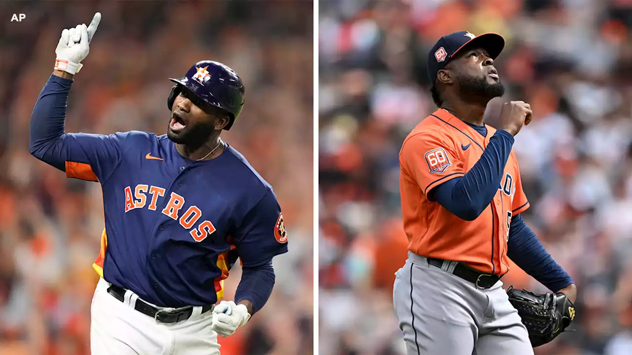 Astros' Yordan Álvarez and Christian Javier meeting fans Wednesday at DICK'S Sporting Goods