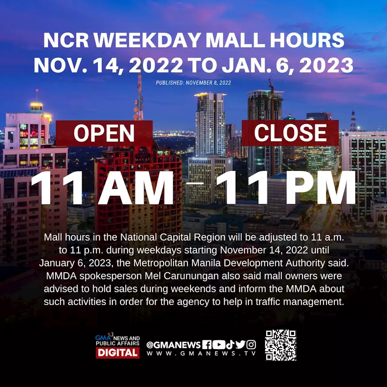 Metro Manila mall hours to be adjusted starting next week