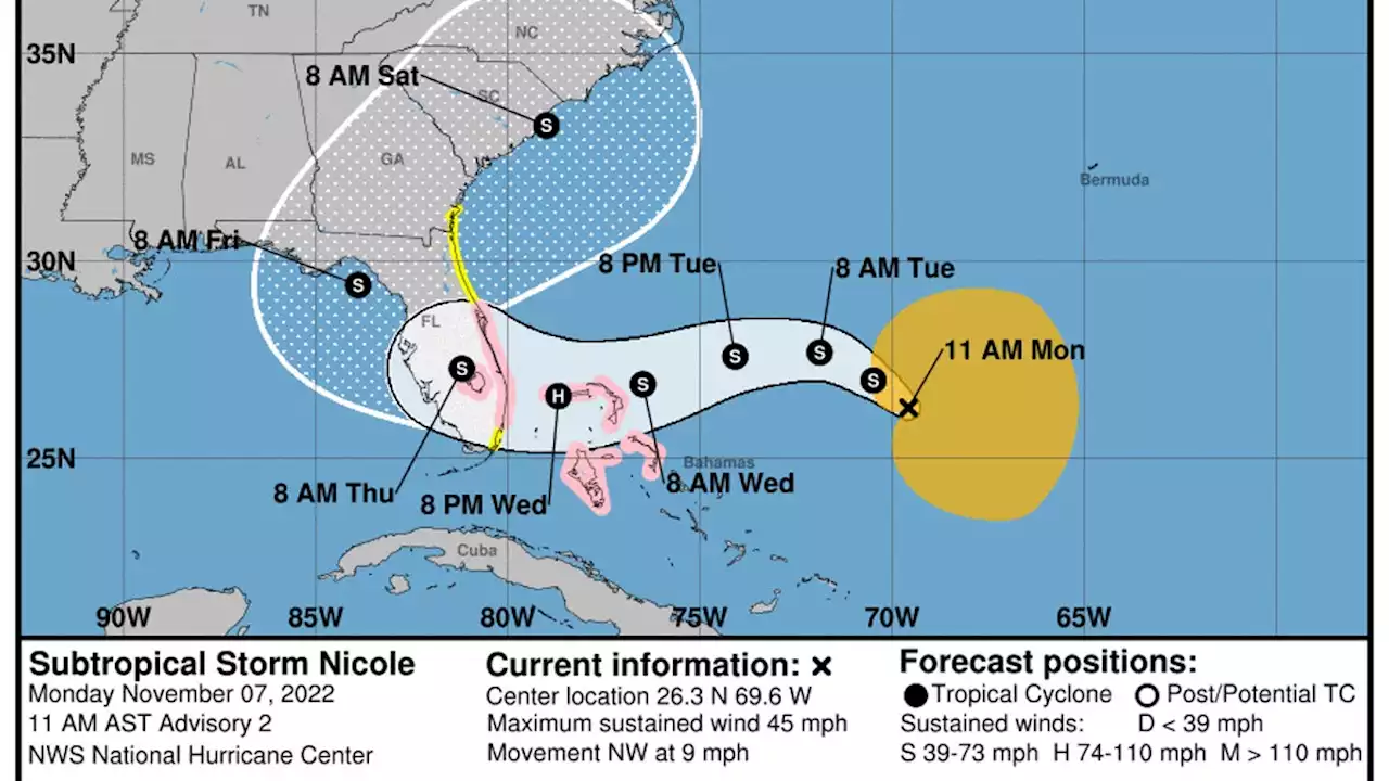 Subtropical Storm Nicole expected to reach hurricane strength before Florida landfall