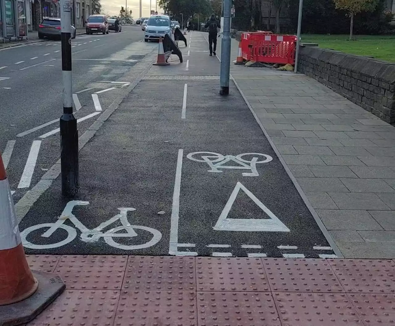 Council blames 'design error' as new 30m-long cycle lane blocked by lamppost causes ridicule