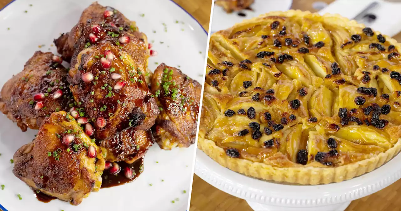 Celebrate the flavors of fall with pomegranate chicken and apple crostata