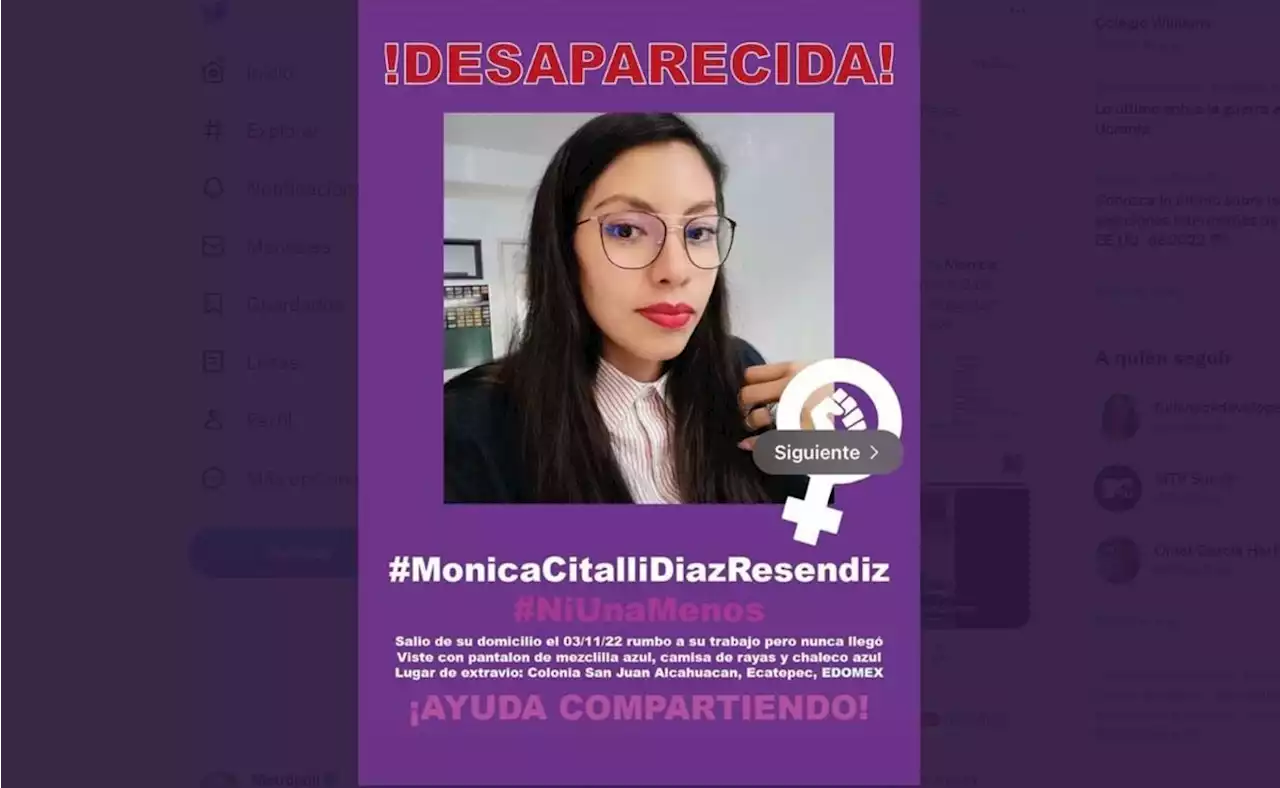 Buscan a la maestra Mónica Citlalli Díaz Reséndiz en Ecatepec