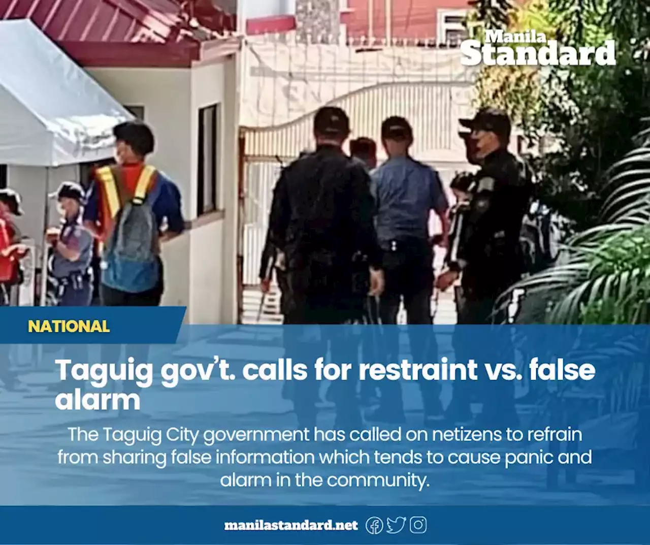 Taguig gov’t. calls for restraint vs. false alarm