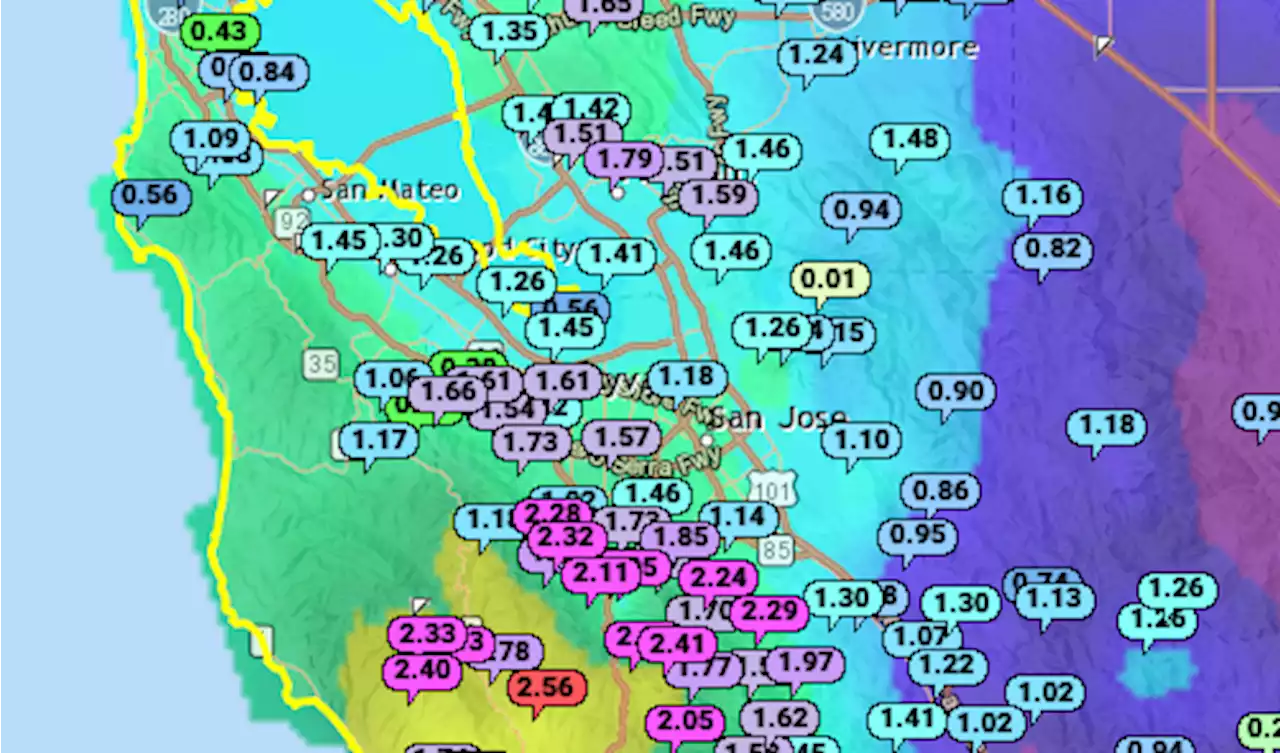 Bay Area rain chart: Which cities got the most in 12 hours?