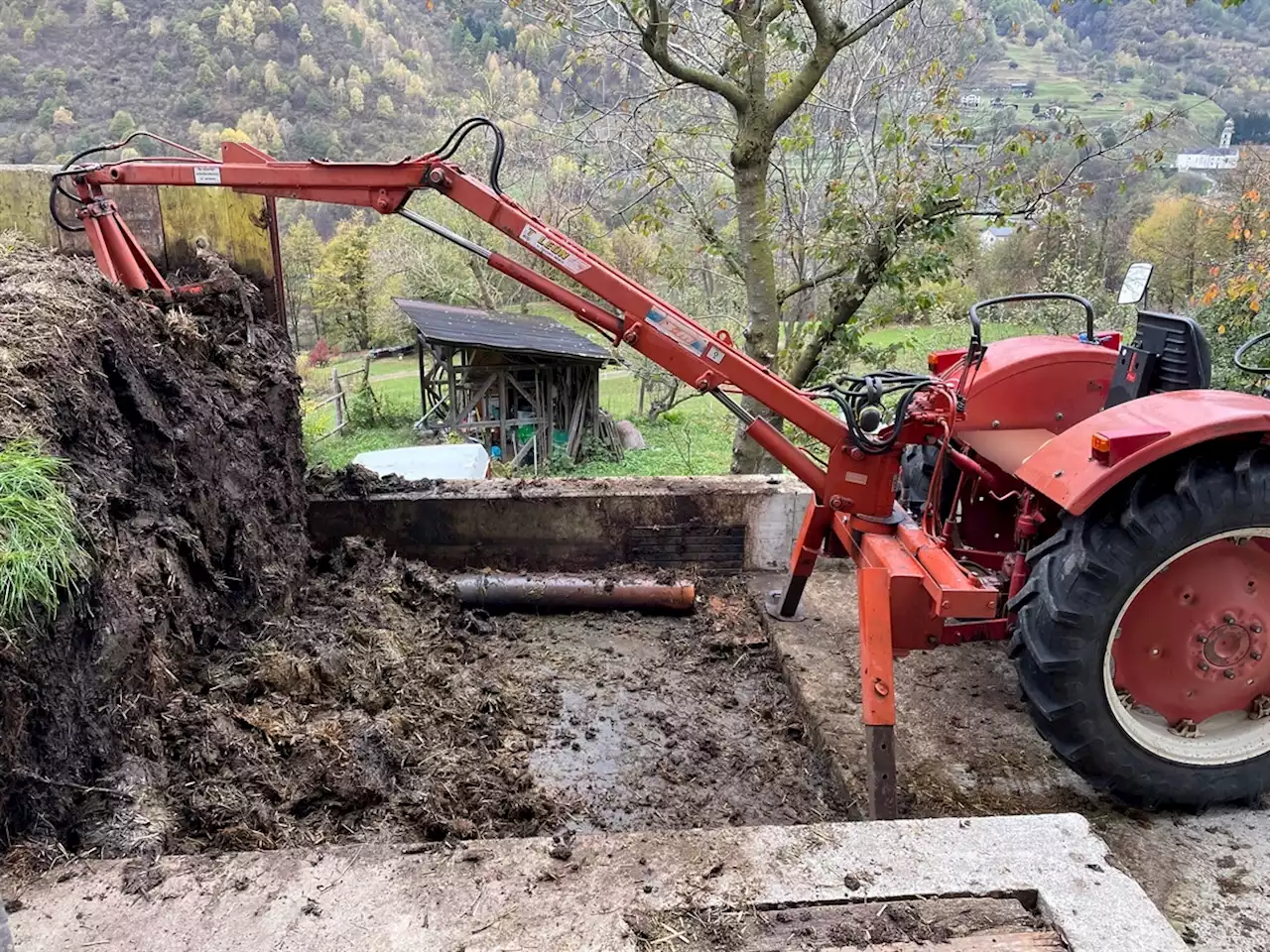 Mesocco GR: Mann klemmt sich auf Traktor Bein ein