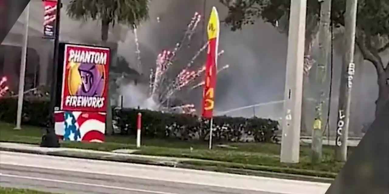 SUV crashes into Florida fireworks store, sparking huge fire