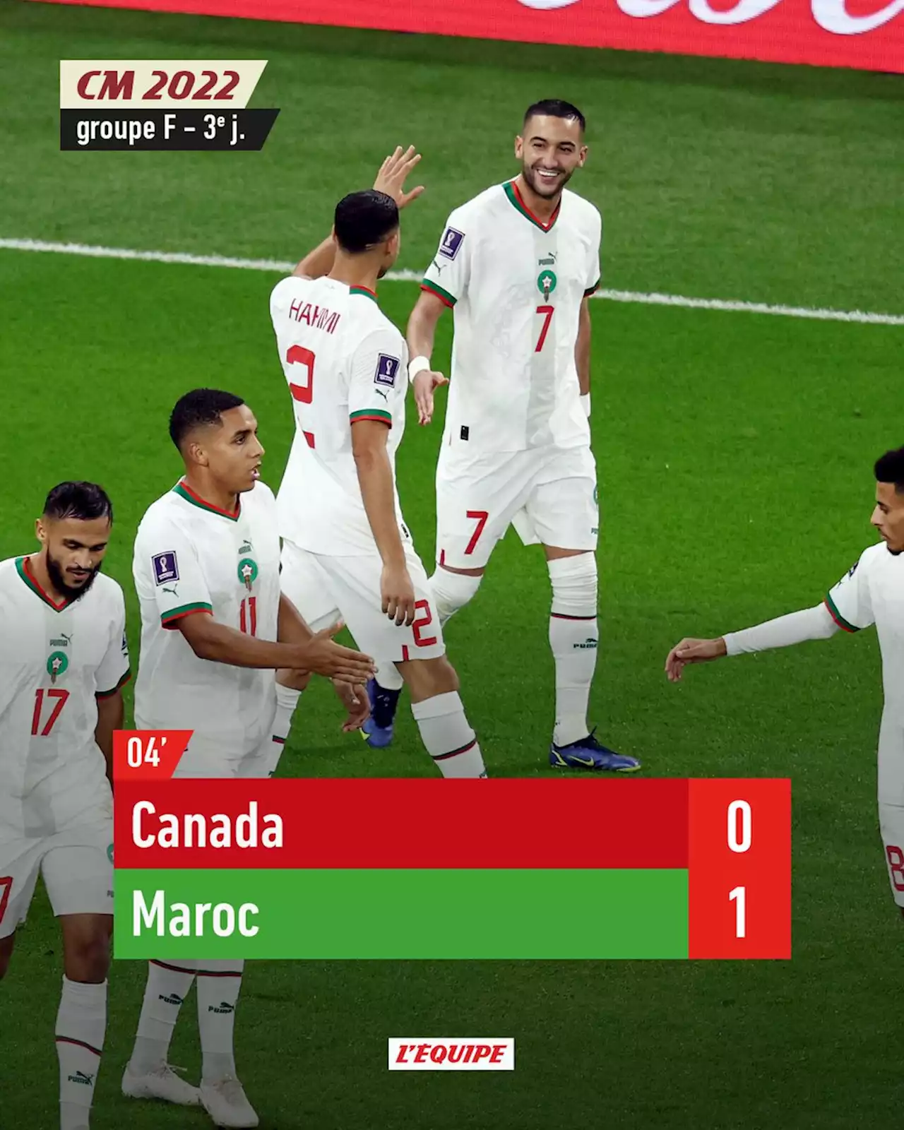 Canada - Maroc en direct, Gr. F de Coupe du monde (01/12/2022)