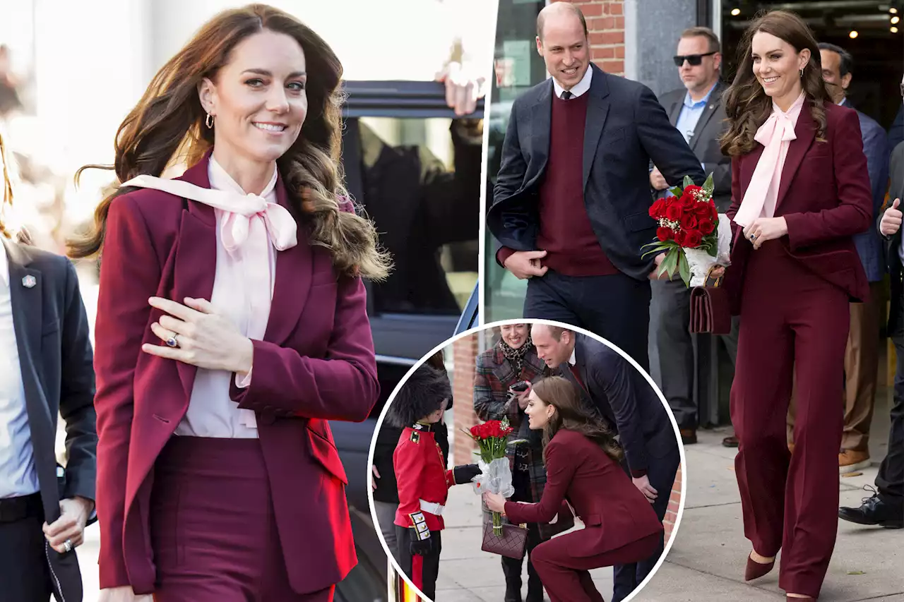 Kate Middleton and Prince William coordinate in burgundy for Boston visit