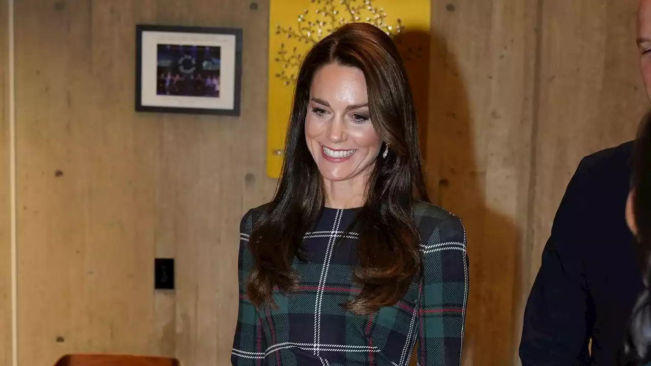 The Princess of Wales Greets Boston in a Tartan Dress