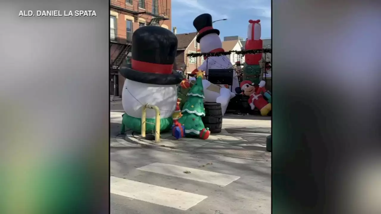 Chicago pub owner, city fighting over inflatable holiday decorations outside Irish Nobleman