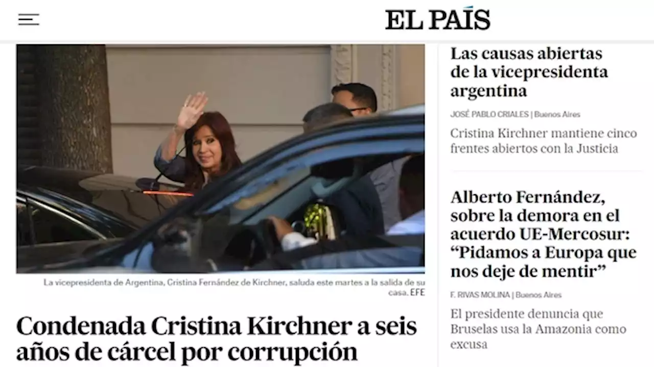 Medios internacionales cubrieron la condena de Cristina Kirchner