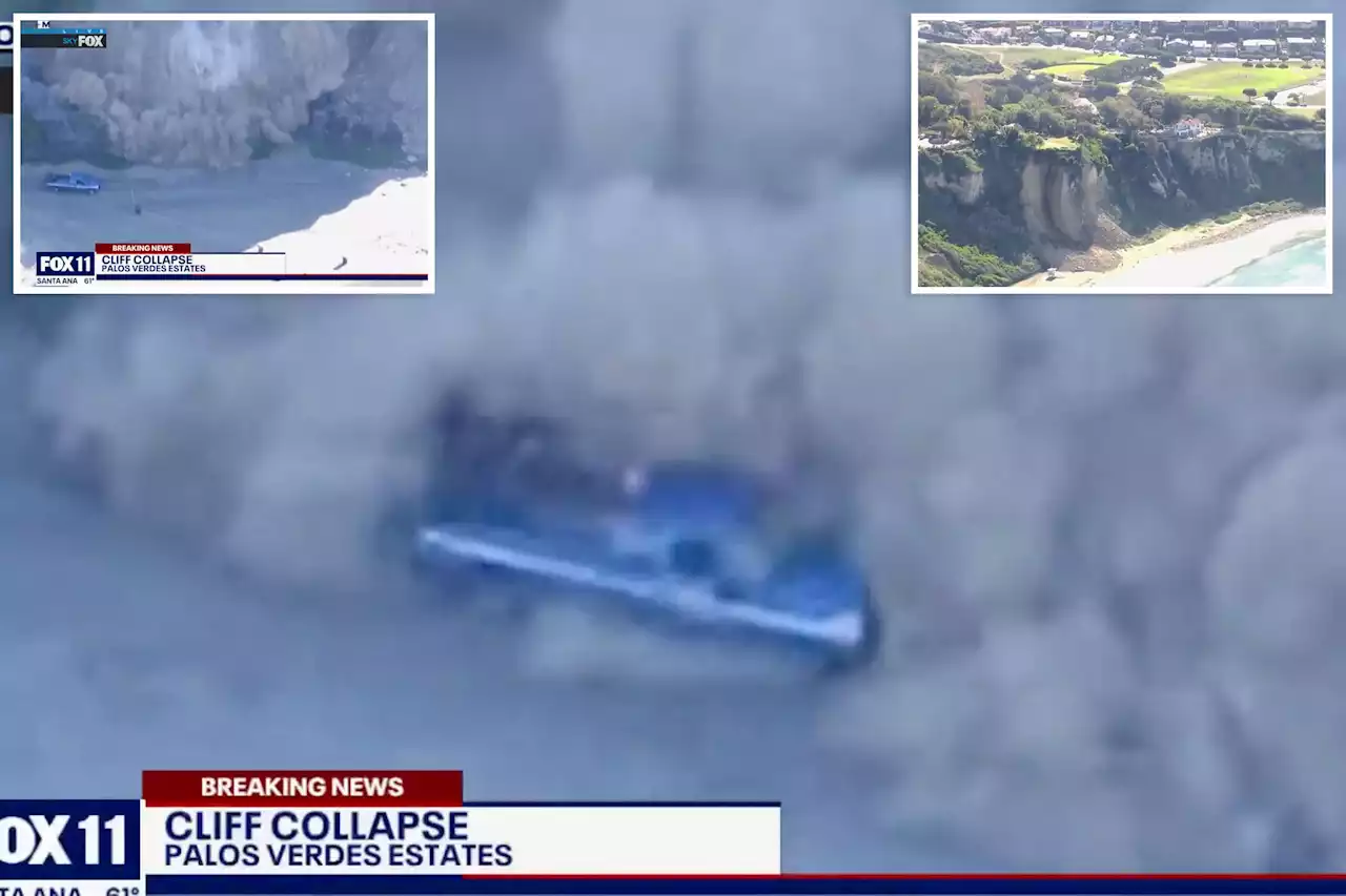 Aerial video captures Southern California cliff collapsing onto beach