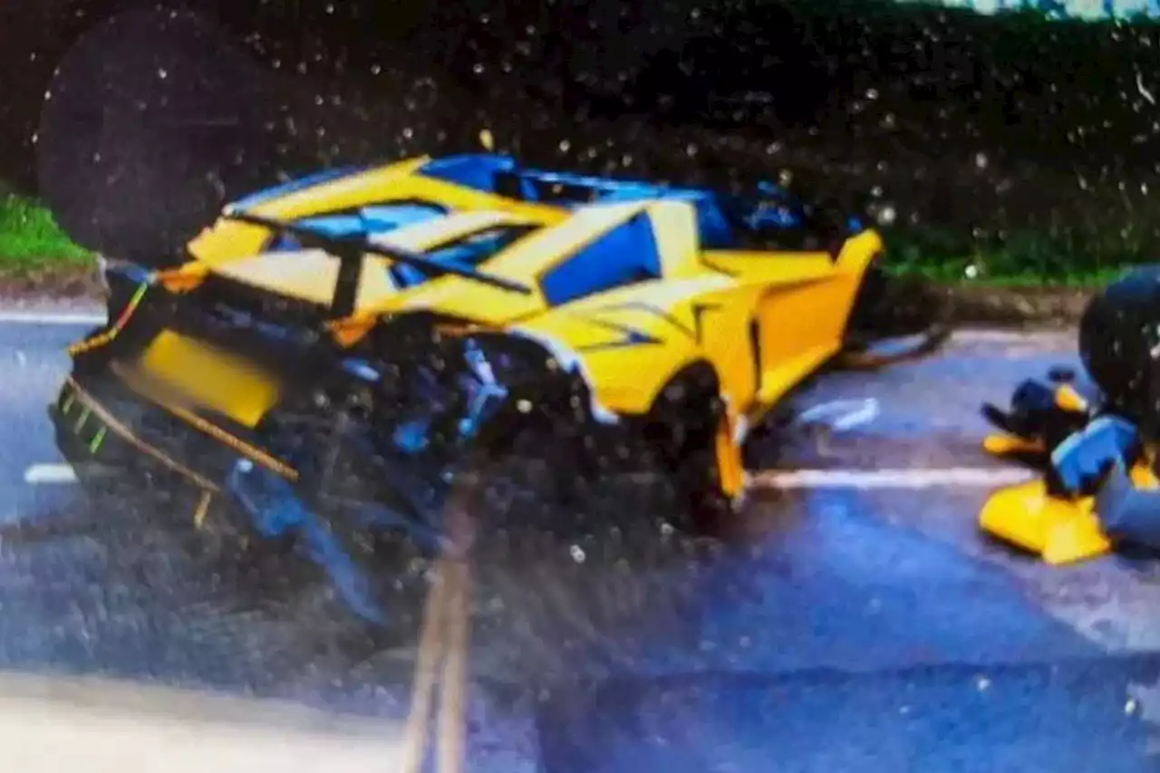 Photos show £300k Lambo damaged in horror crash - as driver is fined £40